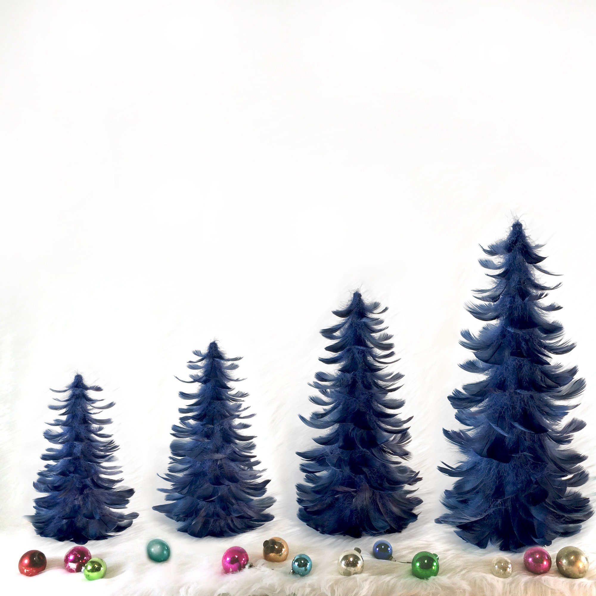 Decorative Navy Blue Feather Christmas Trees for Holiday Events and ...