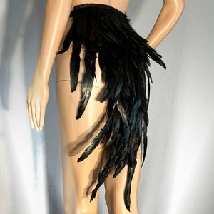 Black Bird Feather Tail Deluxe Dark Raven Crow Skirt Wrap