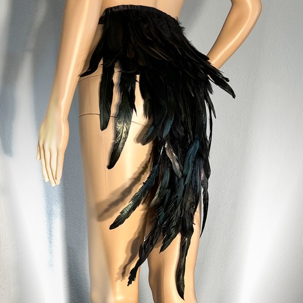 Black Bird Feather Tail Deluxe Dark Raven Crow Skirt Wrap