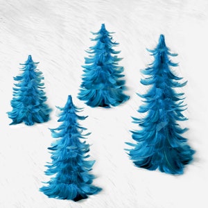 Feather Tree Rich Teal Blue Christmas Trees for Holiday Events and Decorative Winter Wonderland Home Decor - S, M, L, XL