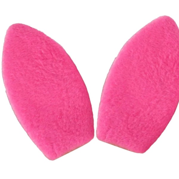 Hot Pink Padded Furry Bunny Ears - Bow Ears - Headband Ears - Plush Bunny Ears