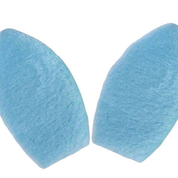 Blue Padded Furry Bunny Ears - Bow Ears - Headband Ears - Plush Bunny Ears