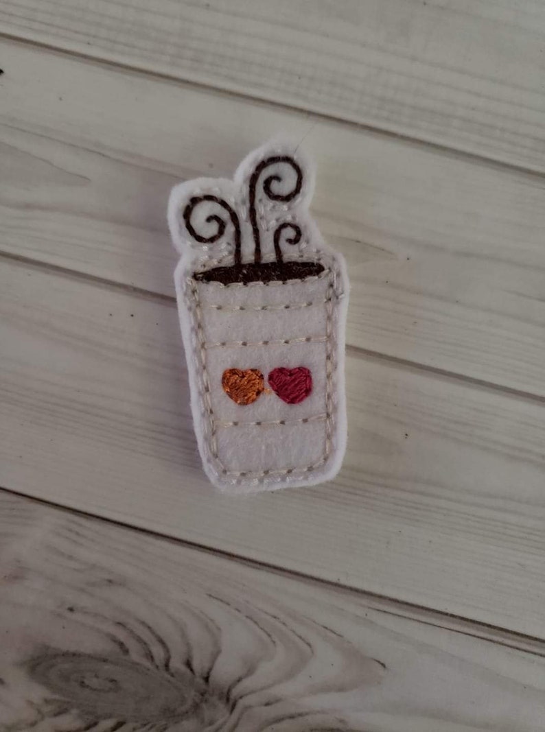 Cake Decorating Bow Center Felt Stitchies Bow embellishments- Scrapbooking Hot Coffee Feltie
