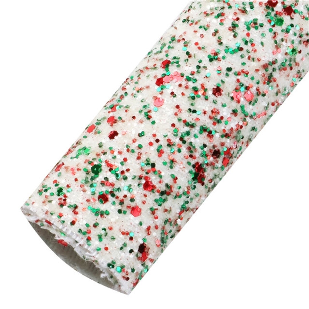 Red & Green Specks Chunky Glitter Sheet Chunky Glitter Faux Leather