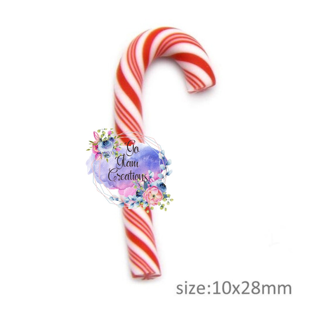 Mini Polymer Clay Candy Cane Bow Embellishments Bow Center Etsy