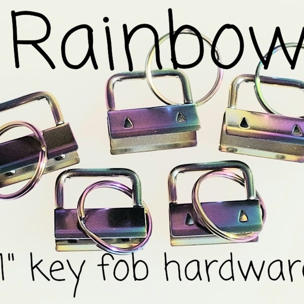 1" Rainbow Key Fob Hardware w/ Matching Ring - Set of 5