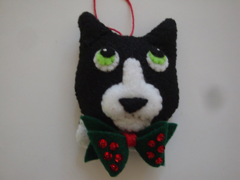 All Black Felt Cat Ornaments Black and White All White Basic Colors Siamese *