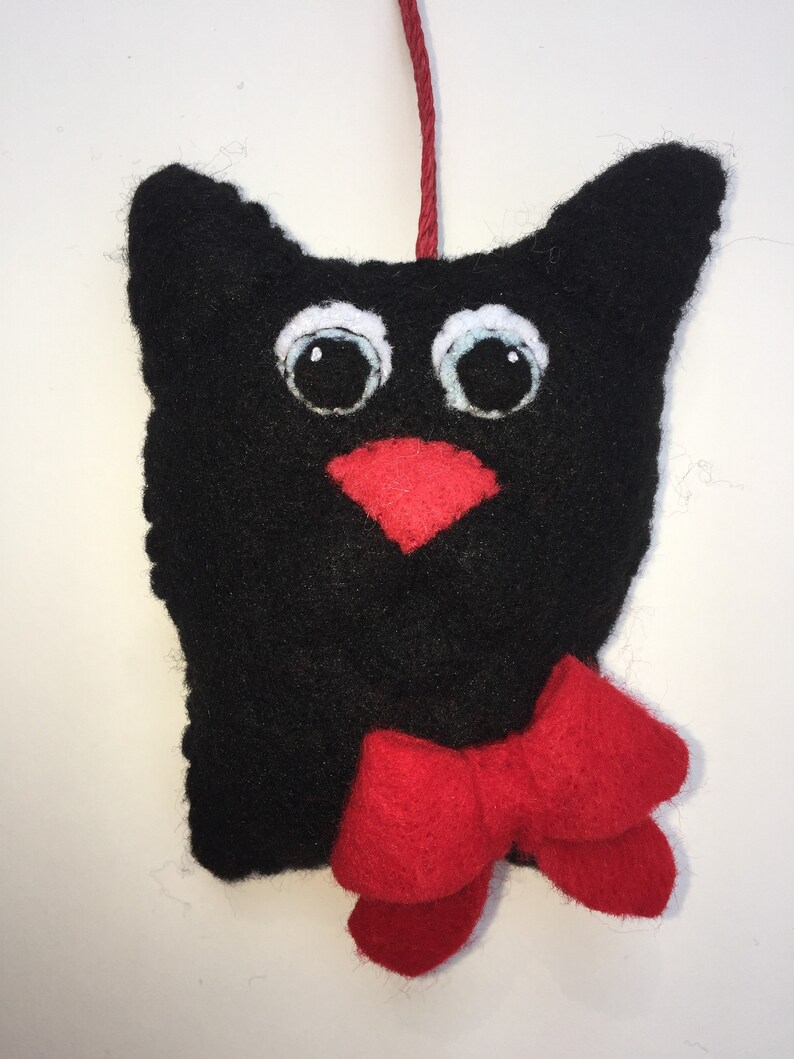 All Black Felt Cat Ornaments Black and White All White Basic Colors Siamese *