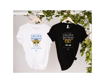 Eye-catching Unisex Tee: Retro 90&#39;s Style Yellow Radio Shirt feat. Unique Psychedelic Graphic