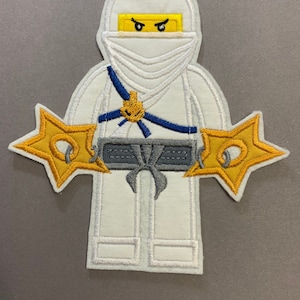 Ninja white XL embroidery appliqué