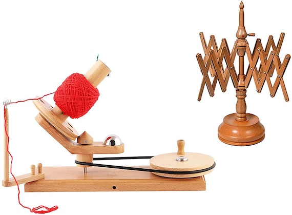 Wooden Yarn Winder and Swift for Crocheting, Knitting | Umbrella Table Top  Yarn Swift and Ball Winder Combo Large Capacity | Handcrafted Jumbo Wood