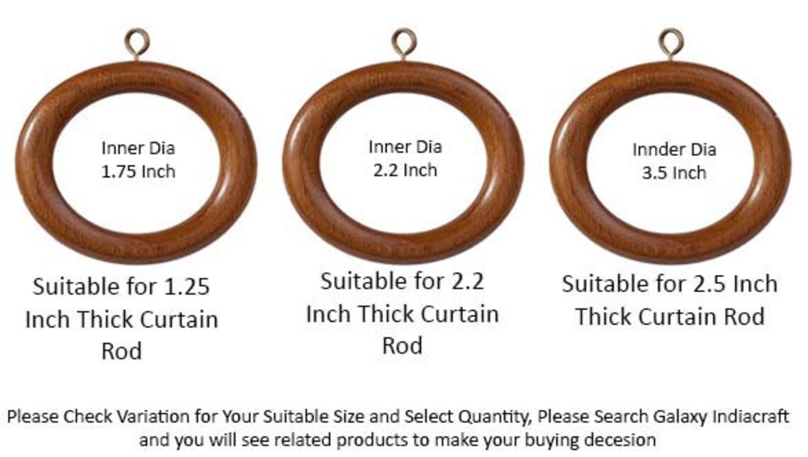 Premium Wooden Curtain Rod Rings Best for 1.25 1.8 2 Inch Etsy