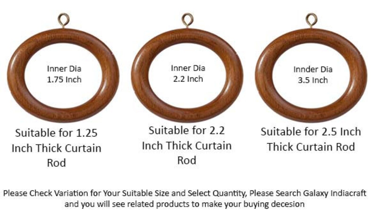 Premium Wooden Curtain Rod Rings Best for 1.25 1.8 2 Inch Etsy