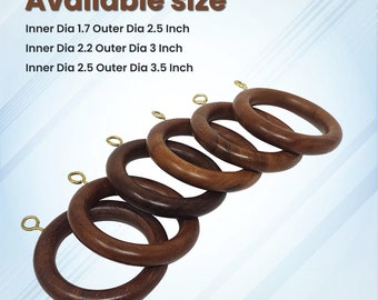 Premium Wooden Curtain Drapery Rod Rings Best for 1.25, 1.8, 2 Inch Curtain Rod For Smooth Functioning