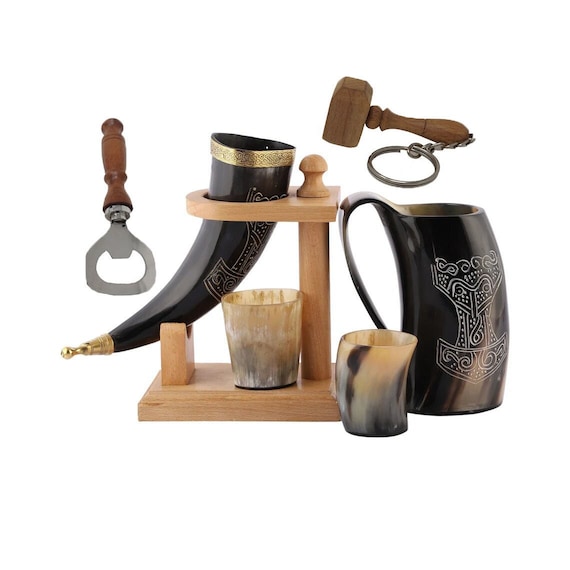 Viking Drinking Horn Mugs Cups Beer, Viking Horn Stand