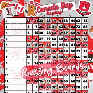 Planche de bingo double Houdini de la fête du Canada, 15 joueurs, 75 boules, 1 fichier PDF, 8,5 x 11 pouces, imprimable