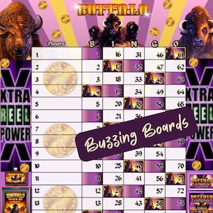 Buffalo Bingo Boards 2 PDF (droits et mixtes), 8,5 x 11 pouces, 15 lignes, 1 à 75 boules, imprimable