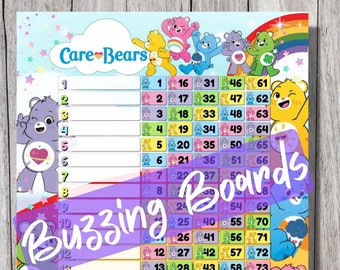 Rainbow CareBears Bingo Boards 2 PDF's (straight and mixed) , 8.5 x 11 inches, 15 Lines, 1 to 75 balls, Printable