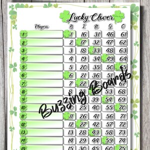 Lucky Clover Bingo Boards 2 PDF (droits et mixtes), 8,5 x 11 pouces, 15 lignes, 1 à 75 boules, imprimable, thème de la Saint-Patrick