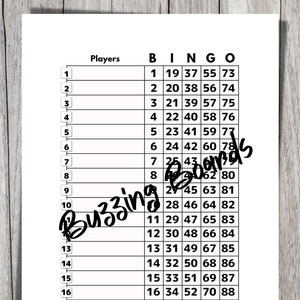 18 player Bingo Board - 18 Lines (1-90 Balls) 2 PDFs (1 Standard & 1 mixed) 8.5 x 11 inches, Plain, Printable,