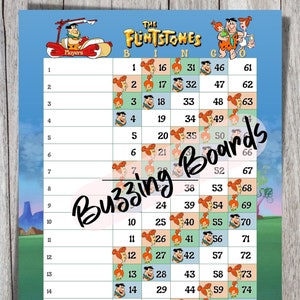 Flintstones15 Lines Bingo Board (1-75 Balls) 2 PDF (mixed and straight) 8.5 x 11 inches, Printable