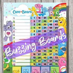 Rainbow CareBears Bingo Boards 2 PDF (droits et mixtes), 8,5 x 11 pouces, 15 lignes, 1 à 75 boules, imprimable