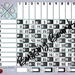 Tableau de bingo Spades, grille 10x10, 20 joueurs, 1 fichier PDF, 11 x 8,5 pouces, paysage imprimable, couleur