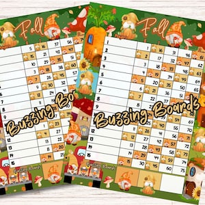 Fall Gnomes Bingo Boards 2 PDF's (recht en gemengd), 8,5 x 11 inch, 15 lijnen, 1 tot 75 ballen, afdrukbaar, herfstthema