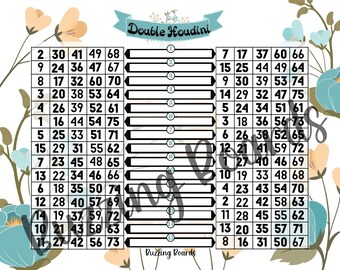 Tablero de bingo doble Houdini, 15 jugadores, 1 archivo PDF, 8,5 x 11 pulgadas, 75 bolas, hoja de bingo, imprimible