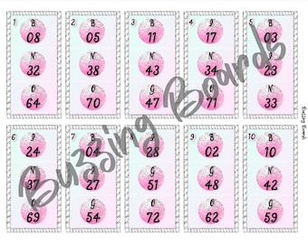 Pink Sugar HOLDS Tickets 25 Cards (1 - 75), 1 Call Sheet, 1 Master Sheet, PDF files, Printable