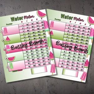 Water Melon Block Bingo, Block Party Bingo Board, 5 blocks: 5 player (straight and mixed) PDF File, 8.5 x 11 inches, 75 ball Bingo