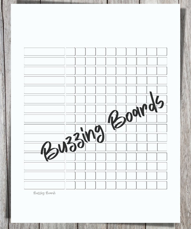 Blank Bingo Boards, Blank 10x10 Bingo Grid, Blank Double Bingo Grid