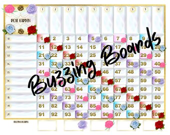 Rose Garden Cuadrícula de 10x10, tablero de bingo, 20 jugadores, 1 archivo PDF, 11 x 8,5 pulgadas, imprimible en formato horizontal