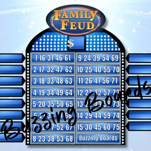 Family Feud Bingo Boards 2 PDF (droits et mixtes), 11 x 8,5 pouces, 15 lignes, 1 à 75 boules, imprimable, paysage