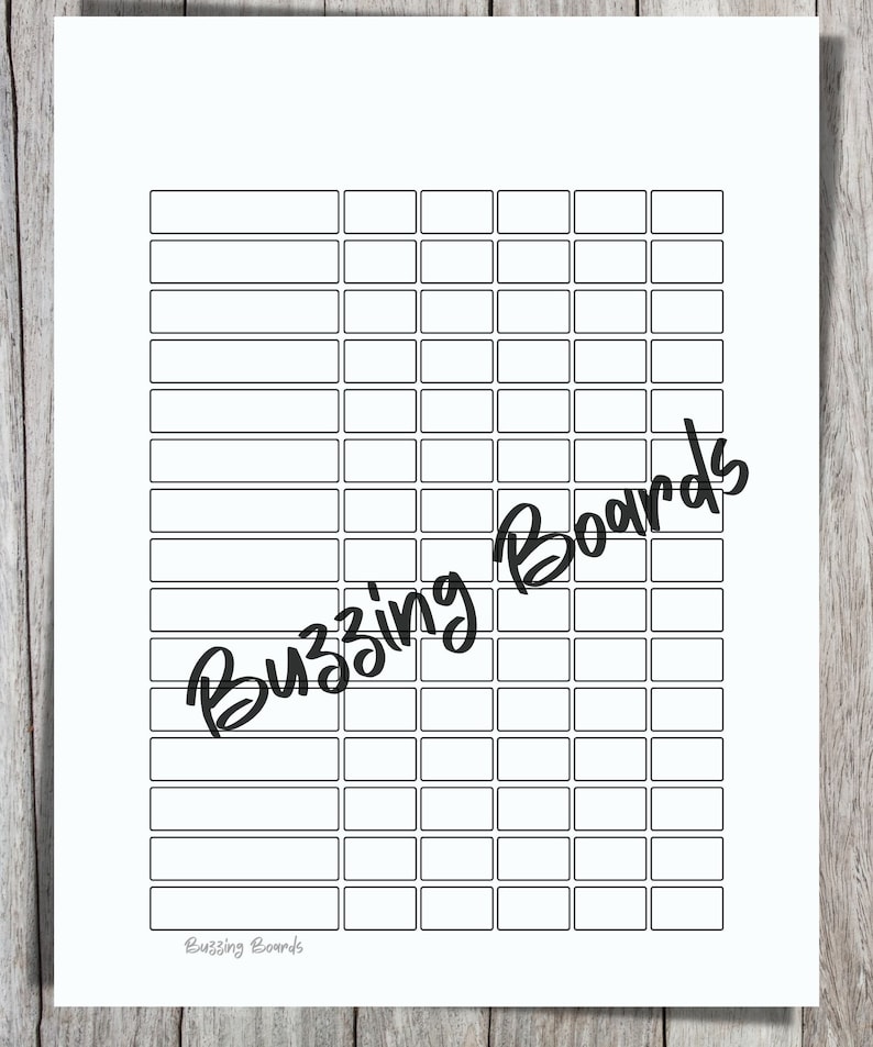 Blank Bingo Boards, Blank 10x10 Bingo Grid, Blank Double Bingo Grid