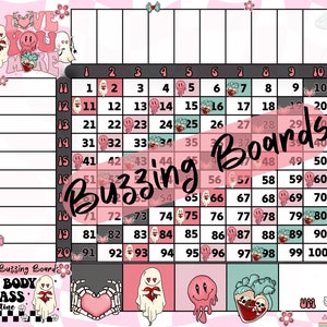 Creepy Valentines Bingo Board, 10x10 Grid, 20 players, 2 PDF Files (Straight and Mixed), 11 x 8.5 inches, Landscape Printable, Full Color