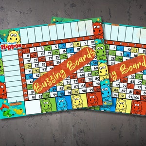 Hungry Hippos_Grid Bingo Board, 10x10 Grid, 20 players, 2 PDF Files (Straight and Mixed), 11 x 8.5 inches, Landscape Printable, 100 Balls