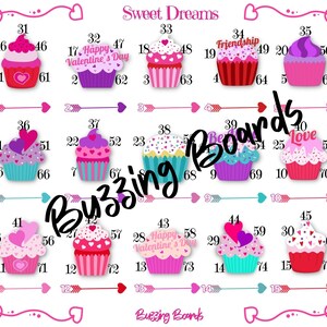 Plateau de bingo Sweet Dreams, 15 joueurs, 1-75 boules, 2 PDF (droits et mixtes) 8,5 x 11 pouces, imprimable, thème de la Saint-Valentin, Cup Cakes