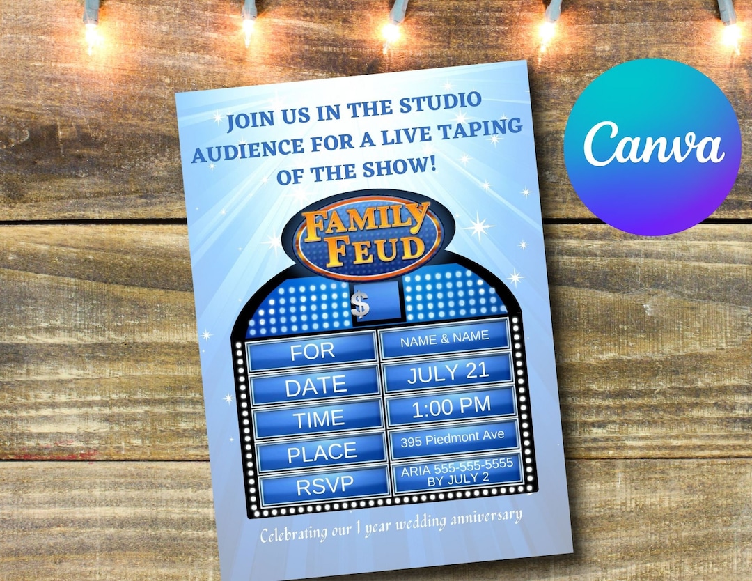 Family Feud Invitation, Canva Template, 5"x7", Invitation and RSVP