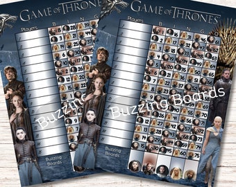 Tablero de bingo de Gameof Thrones, 2 archivos PDF (directos y mixtos), 8,5 x 11 pulgadas, 15 líneas, de 1 a 75 bolas, 15 jugadores, imprimible