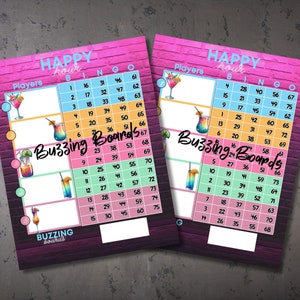 Happy Hour Bingo Block, Block Party Bingo Board, 5 blocks: 5 player (straight and mixed) PDF File, 8.5 x 11 inches, 75 Ball Bingo Game