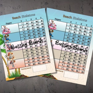 Beach Skeletons Bingo Block, Block Party Bingo Board, 5 blocks: 5 player (straight and mixed) PDF File, 8.5 x 11 inches, 75 Ball Bingo Game