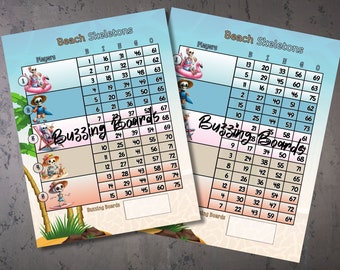 Bloque de bingo Beach Skeletons, tablero de bingo Block Party, 5 bloques: archivo PDF para 5 jugadores (directos y mixtos), 8,5 x 11 pulgadas, juego de bingo de 75 bolas