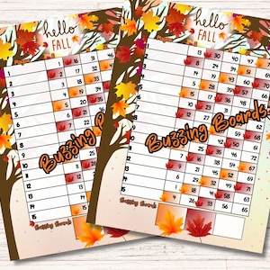 Hallo Fall Bingo Boards 2 PDF's (recht en gemengd), 8,5 x 11 inch, 15 lijnen, 1 tot 75 ballen, afdrukbaar, herfstthema