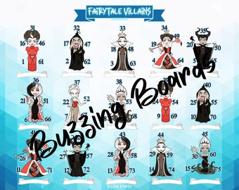 Fairytale Villains Bingo Board, 15 Player, 1-75 Balls, 2 PDF's (straight and mixed) 8.5 x 11 inches, Printable