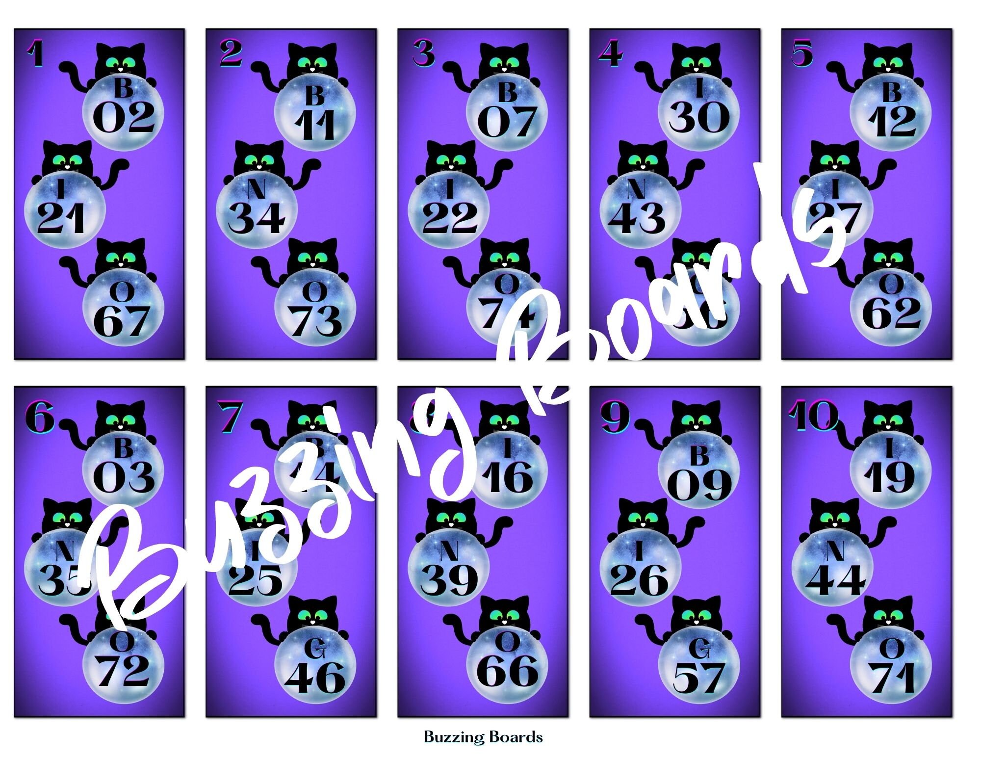 Black Cat HOLDS Tickets 25 Cards (1 - 75), 1 Call Sheet, 1 Master Sheet, PDF files, Printable