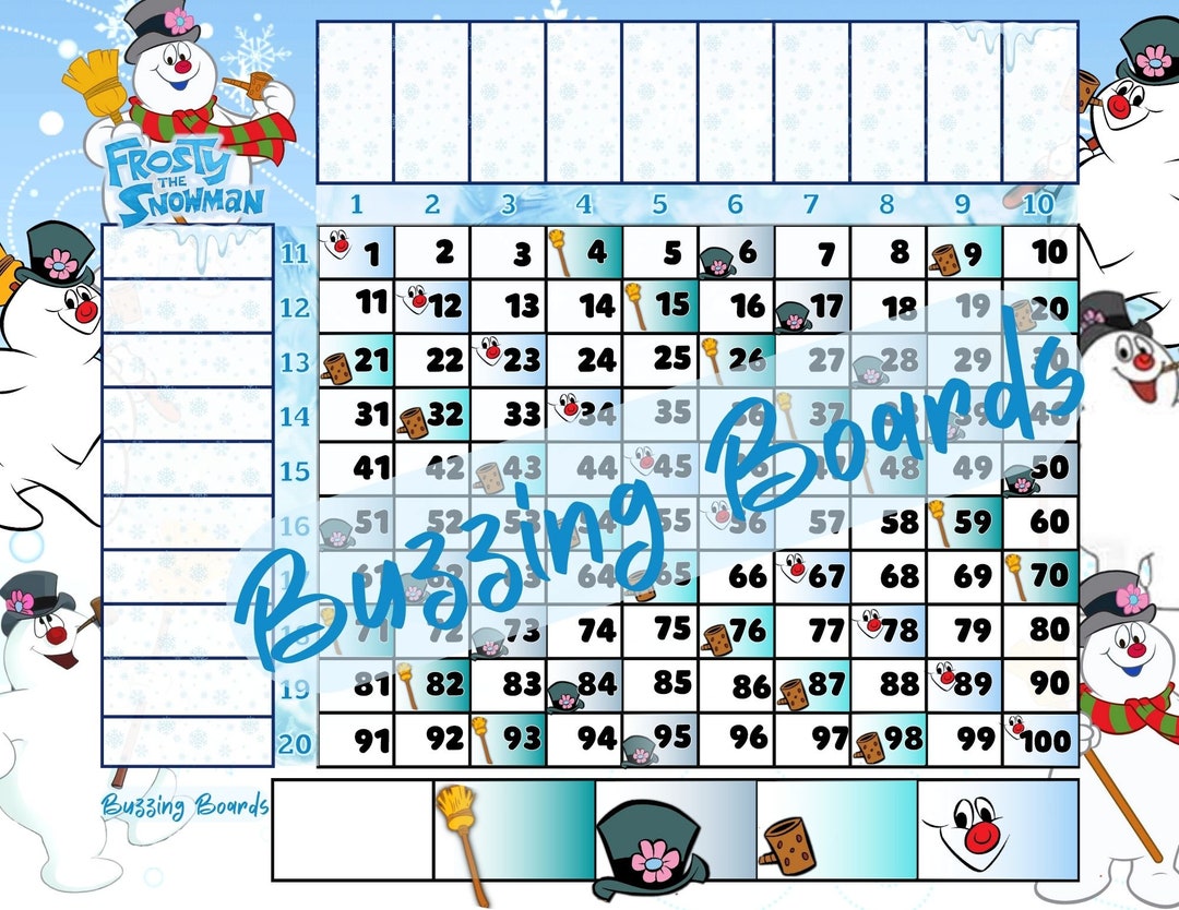 Frosty Bingo Board Grid, 20 Players, 1 PDF File, 8.5 X 11 Inches, 1 100