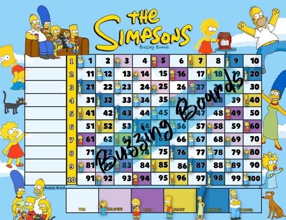 The Simpsons 10 Line Bingo Board, 10 Players, 100 Ball Bingo,