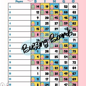 Five Easter Bingo Board Bundle 15 Lines 1-75 Balls 10 PDF mixed and straight 8.5 x 11 inches, Printable, Cute Easter Eggs Theme image 5