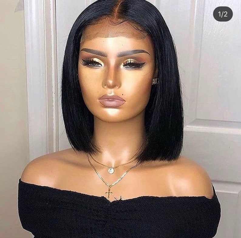Thick 150 Density Lace Front Bob Wig Virgin Hair Wig Human Etsy